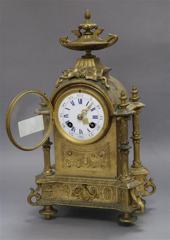 A French spelter mantel clock height 35cm
